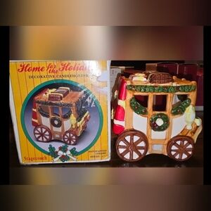 Home For The Holidays Stagecoach Decorative Votive Candle Holder Christmas Decor